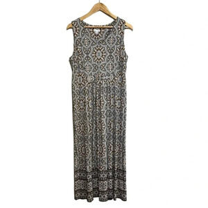 J Jill Women’s Jersey Knit Sleeveless Maxi Sun Dress Size Medium Casual Travel